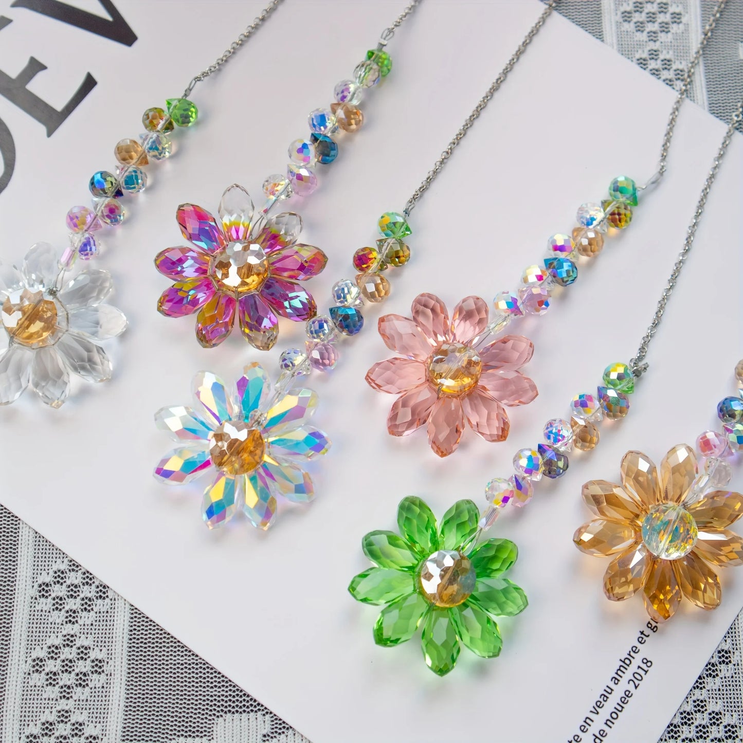 1/5pcs Crystal Sunflower Suncatchers Hanging Ornaments