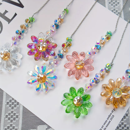 1/5pcs Crystal Sunflower Suncatchers Hanging Ornaments
