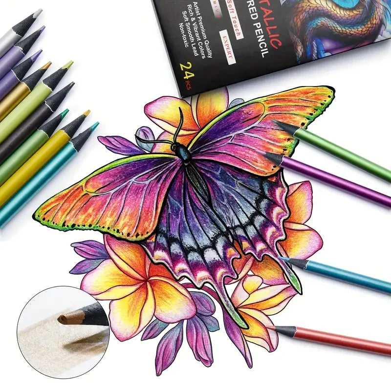 12/24 Colors Metallic Colored Pencil