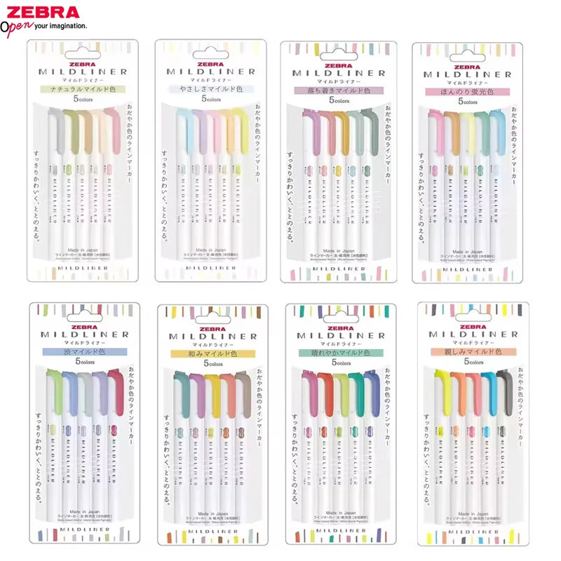 New Zebra Mildliner Highlighter Pastel Full Set 5 Colors Set Marker Pen