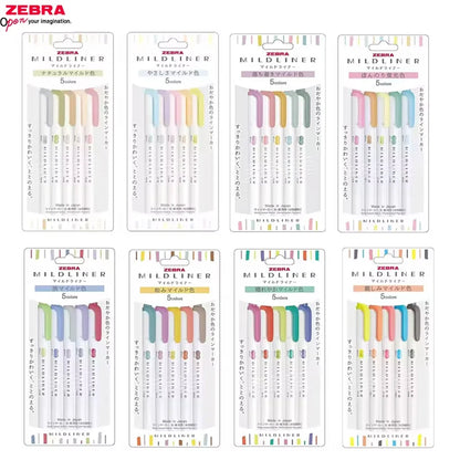 New Zebra Mildliner Highlighter Pastel Full Set 5 Colors Set Marker Pen