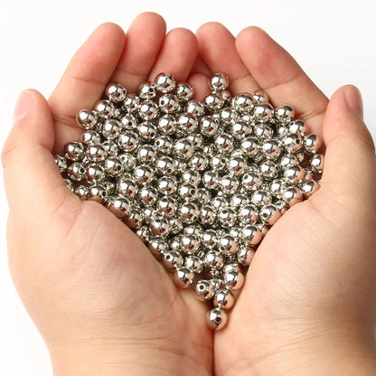 3/4/6/8/10/12mm Round Spacer Beads CCB Gold Silver Color Smooth Loose Ball Beads