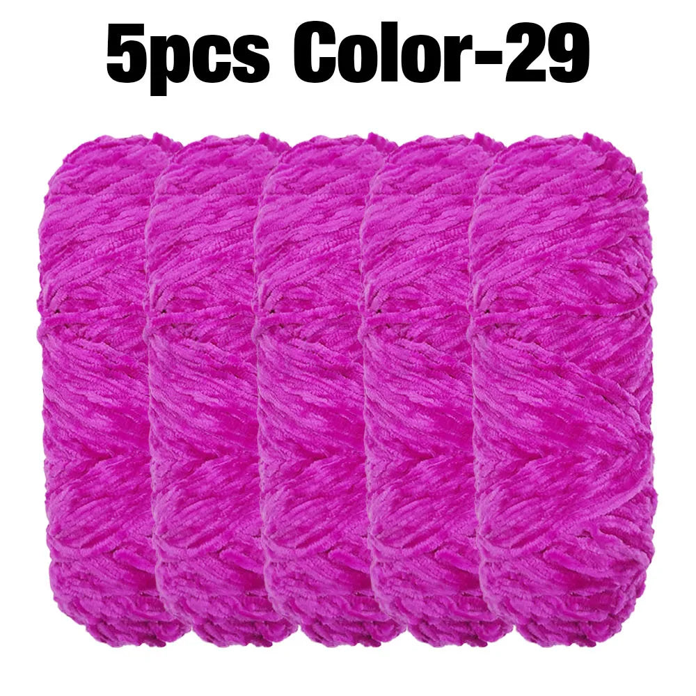 5 Rolls 100g Each Roll Premium Velvet Chenille Yarn