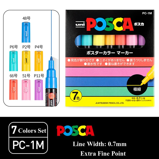 New Uni Posca Marker Pen Set PC-1M/3M/5M/8K/17K