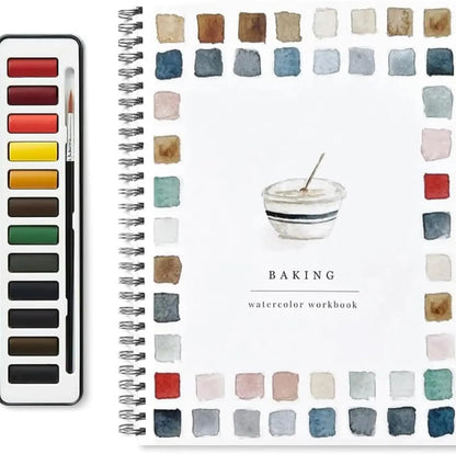 Watercolor Workbook Beginner  12 Colors Paint Set