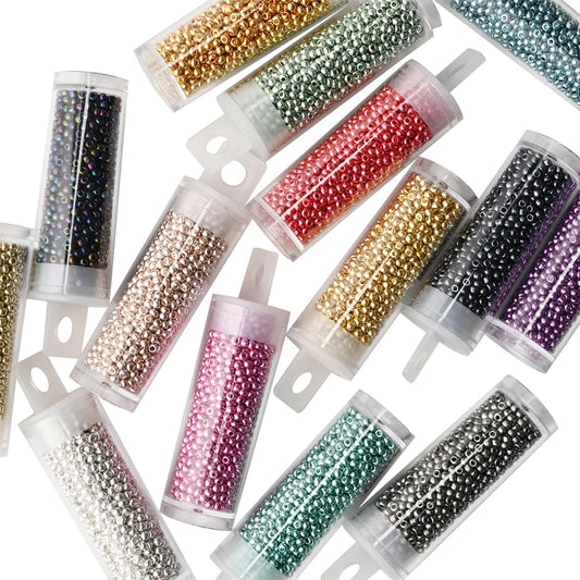 12Grams/Tube 2mm Metallic Seed Beads Japanese Round Glass Seedbeads 1200pcs