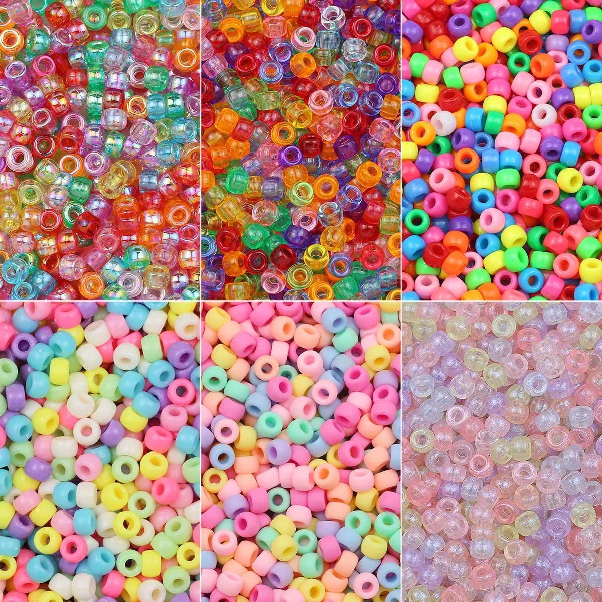 200-1200Pcs multi-colored Large Hole Pony Beads