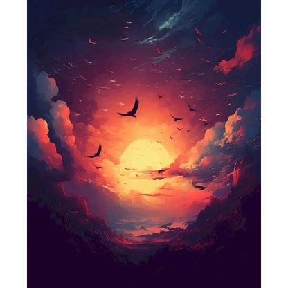 GATYZTORY Oil Painting By Numbers Gradient Sunset Scenery On Canvas
