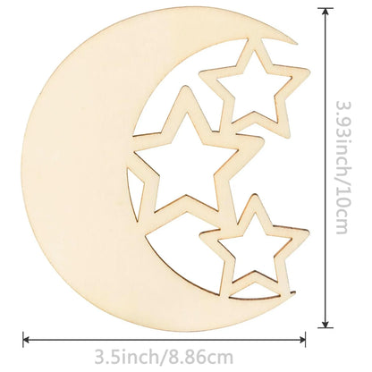 20/30pcs Hollow Wooden Moon Star