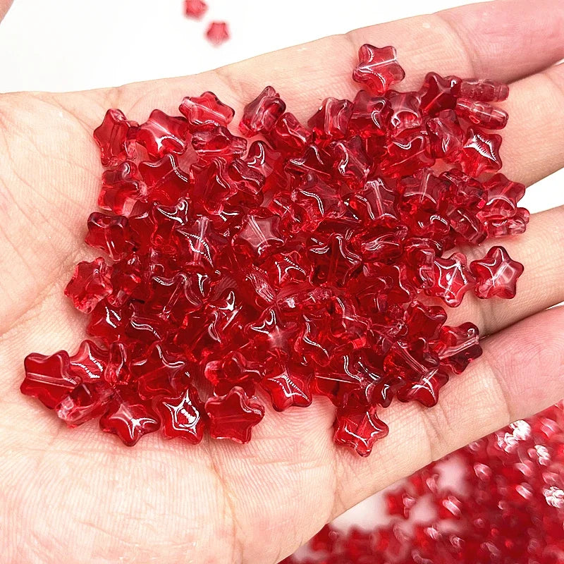 New 30pcs 8mm Five-pointed Star Matte Glass Beads Loose Spacer Beads