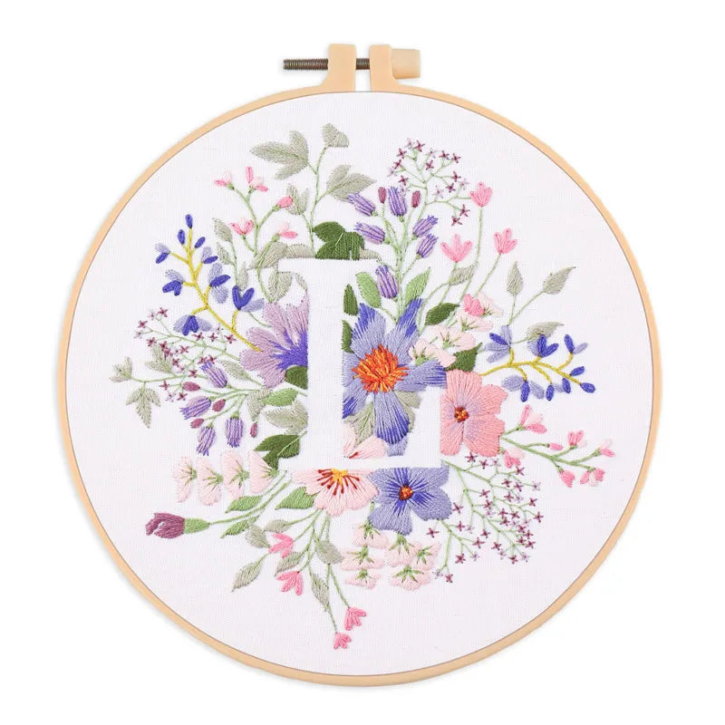 Letter Embroidery DIY Flowers Painting Full Needlework Bag