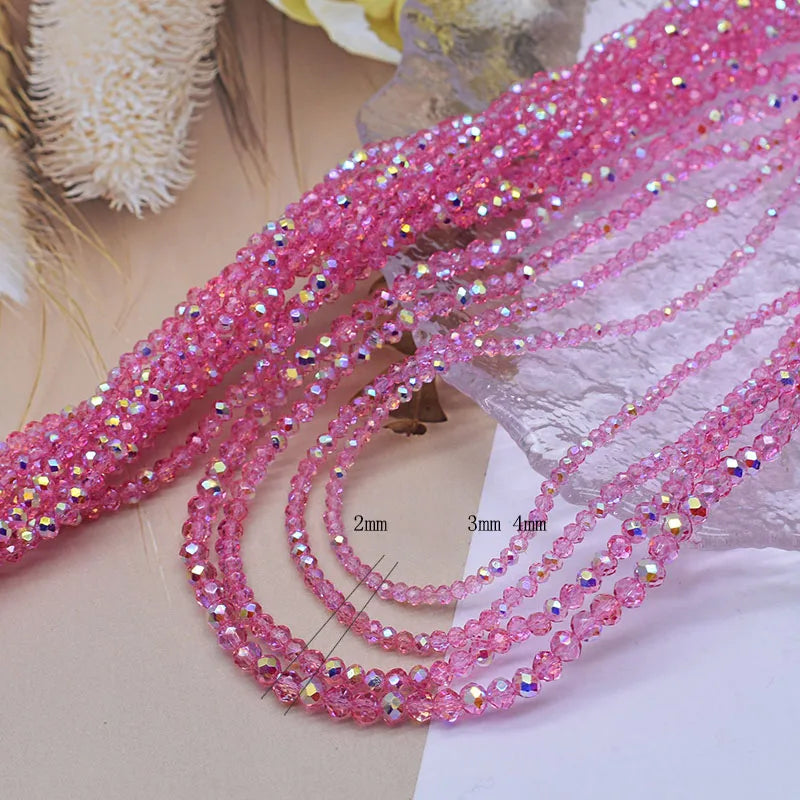 New 2 3 4mm Dyeing Rondelle Crystal Glass Beads