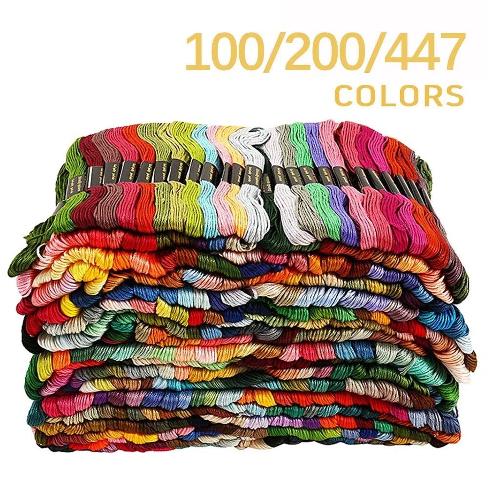 100/200/447pcs Mix Colors Embroidery Thread Cotton Sewing Skeins Craft Cross Stitch Floss Kit Line DIY Tools Make Bracelets Hilo