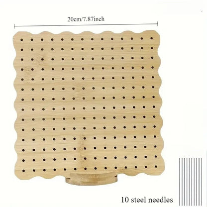 Wooden Crochet Blocking Board with Grid Lines and Stainless Steel Pins for Granny Squares Knitting Projects DIY Craft Gift