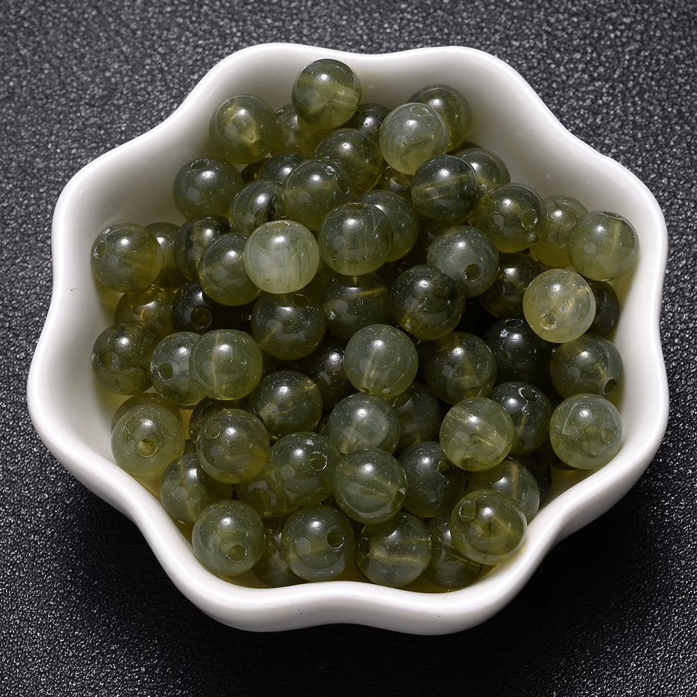 6-18mm Gradient Acrylic Beads Round Cat's Eye  Loose Spacer Beads