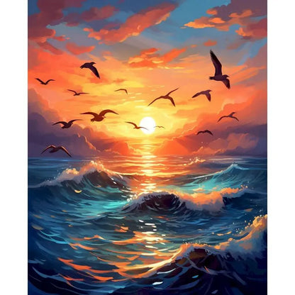 GATYZTORY Oil Painting By Numbers Gradient Sunset Scenery On Canvas