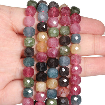 Natural Amethyst Beads 7-8mm Faceted Square Cube Geometric