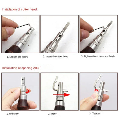 7 in 1 Leather Edge Stitch Groover Tool Adjustable Leathercraft Grooving Chisel