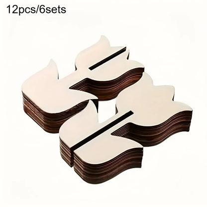 12pcs/6sets Wooden Tulip Shapes