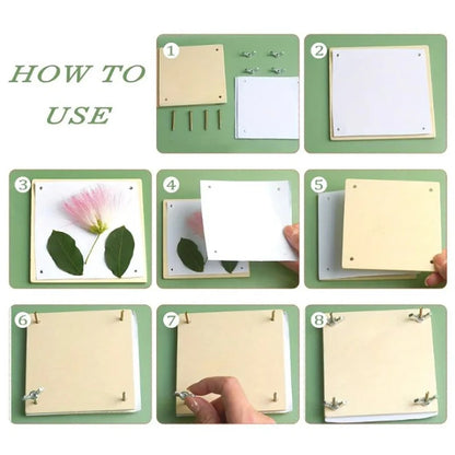 Wood 4x4 Inch Plant & Leaf Preservation Set Flower Press Kit