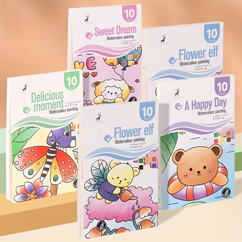 Watercolor Painting Book with 1 Book 1 pen Water Powder