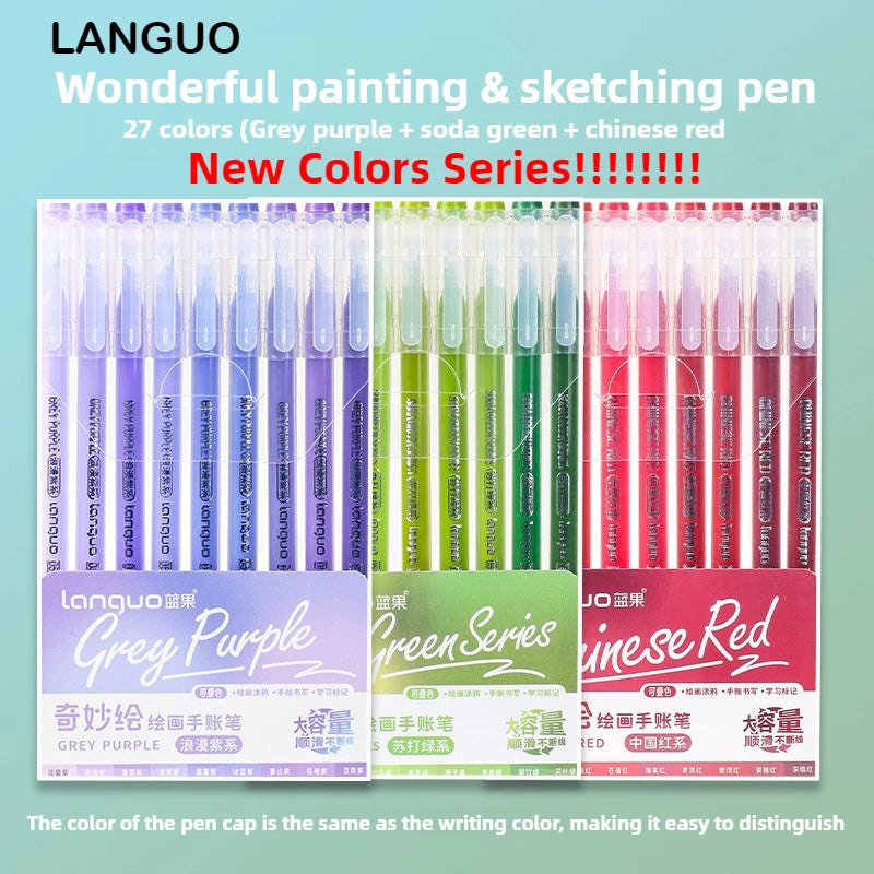 LANGUO 207/4 Colors Glitter Acrylic 0.5/1.0mm Gel Pen