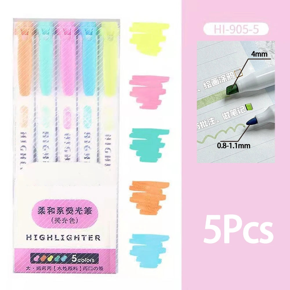 5-15 Colors Double Headed Highlighter Pen Set