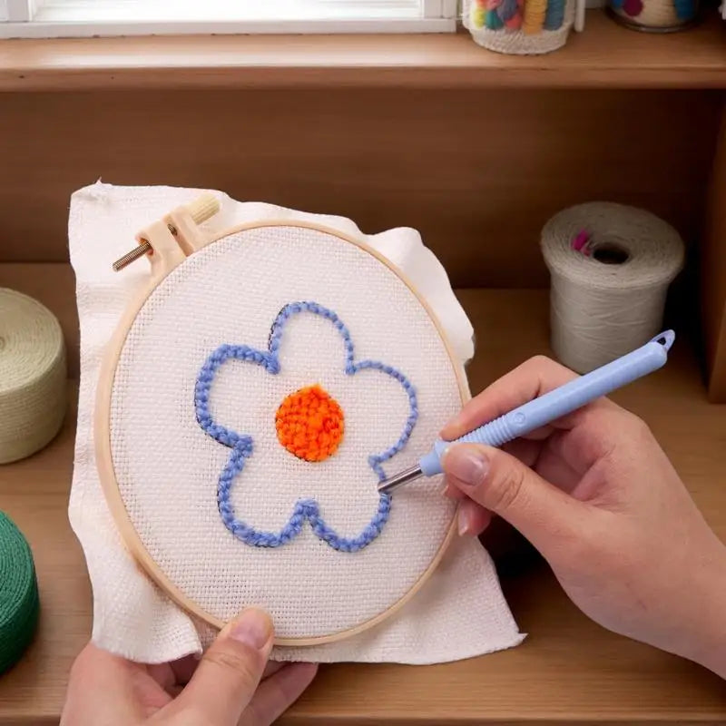 Punch Needle Coaster Kit 6 Flowers Yarn Punch Coaster Kit