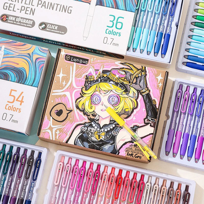 LANGUO 36/54/72/90 Colors Acrylic Painting Gel Pens