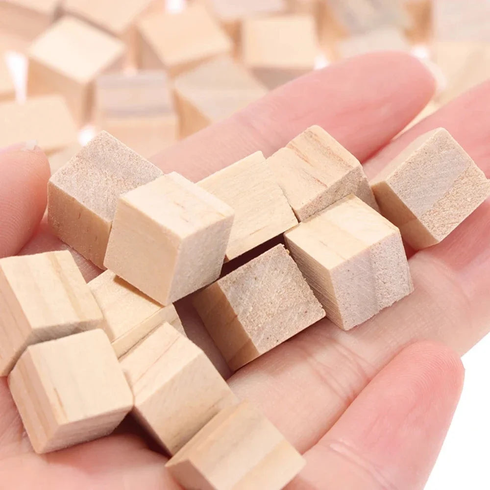 60/100pcs 20mm Unfinished Blank Mini Wood Solid Cubes