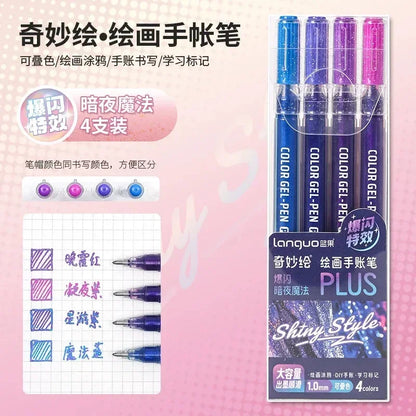 LANGUO 207/4 Colors Glitter Acrylic 0.5/1.0mm Gel Pen