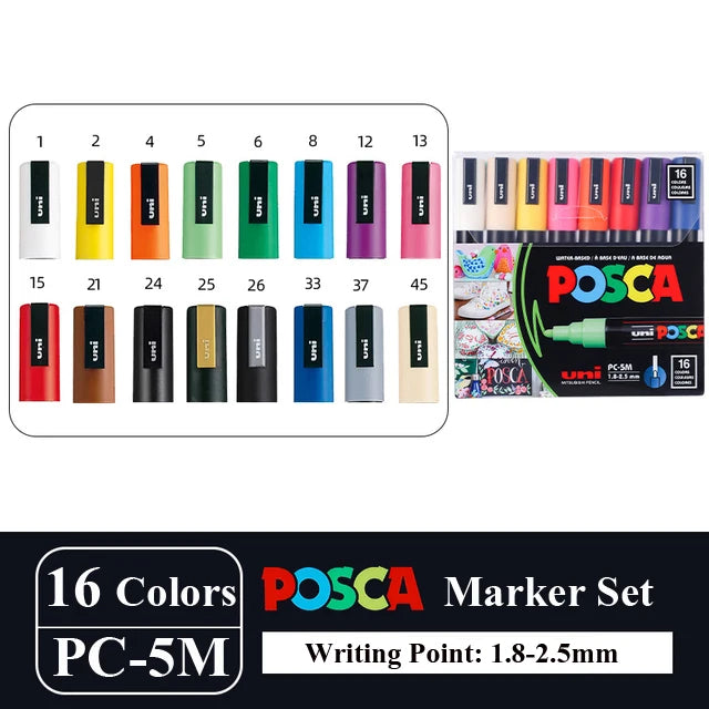 New Uni Posca Marker Pen Set PC-1M/3M/5M/8K/17K