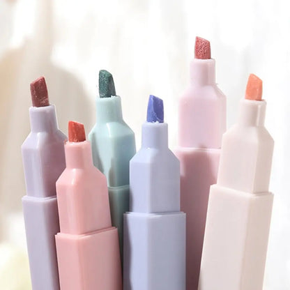 6/12Pcs Pastel Highlighters Soft Tip Mild Colours Highlighter Marker Pen