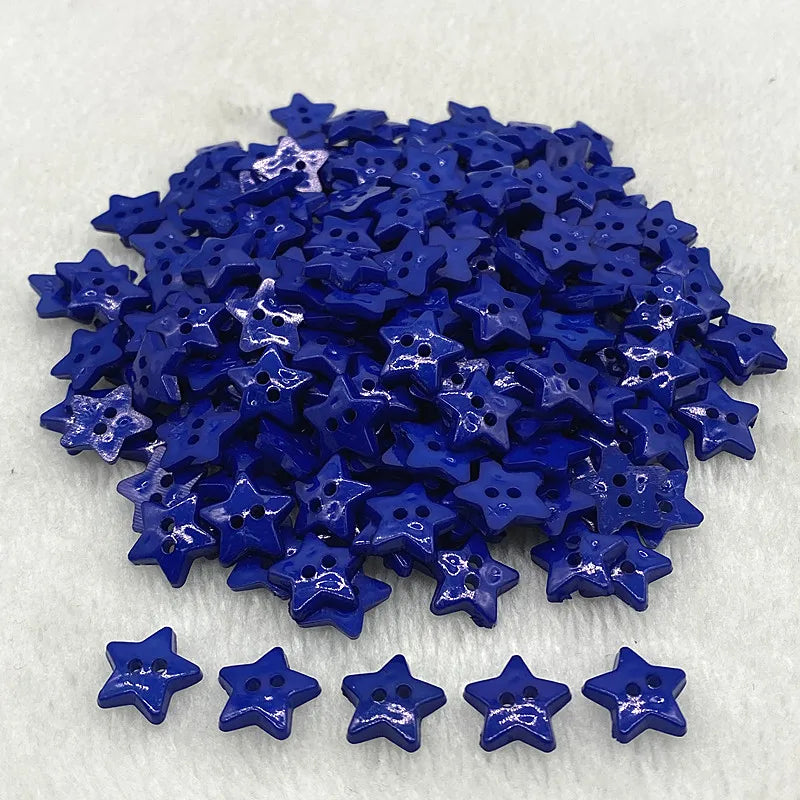 New 12mm-15mm-20mm Colours Five- Pointed Star with Two Eye Buttons
