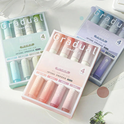 4Pcs/set Macaron Highlighters Color Gradient Highlighter Pens