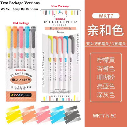 New Zebra Mildliner Highlighter Pastel Full Set 5 Colors Set Marker Pen