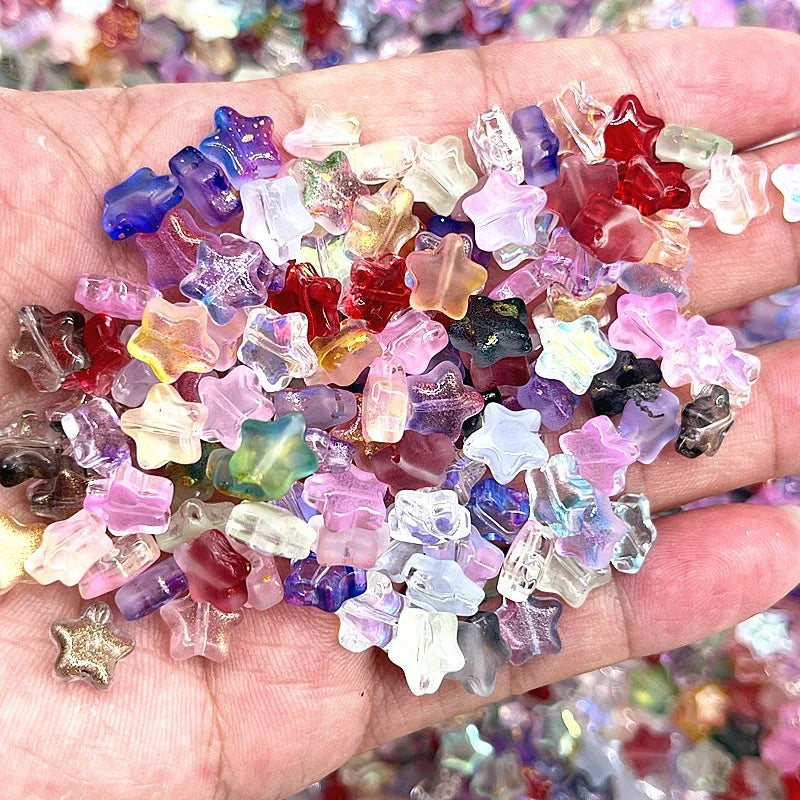 New 30pcs 8mm Five-pointed Star Matte Glass Beads Loose Spacer Beads