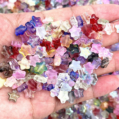New 30pcs 8mm Five-pointed Star Matte Glass Beads Loose Spacer Beads
