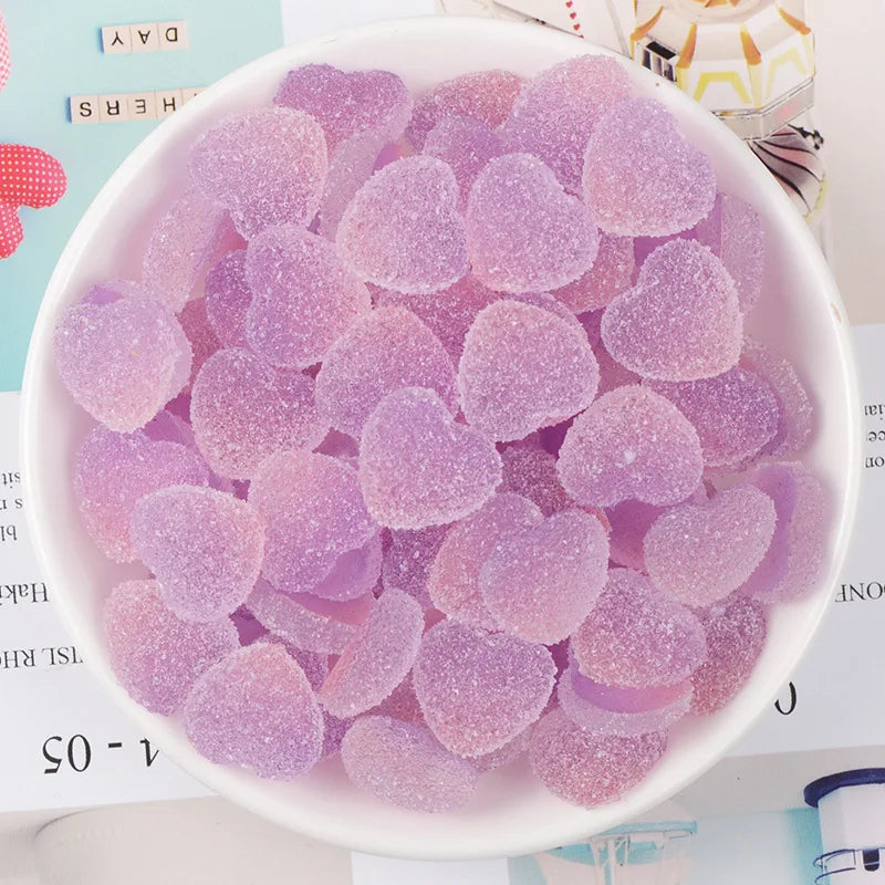 20pcs Slime Gradient Star Heart Nail Charms Mixed Candy Resin Charm Jelly Cabochon Mini Clay Polymer Slime Beads Nail Decoration