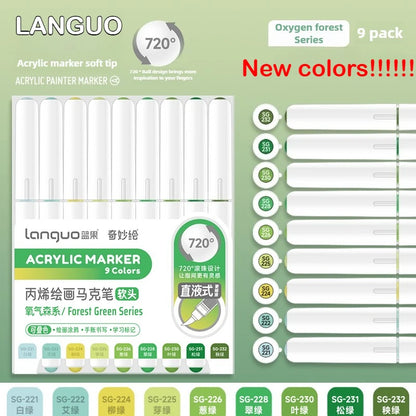 Languo 288/9 Direct Liquid Acrylic Paint Pens Brush Color Marker Pen