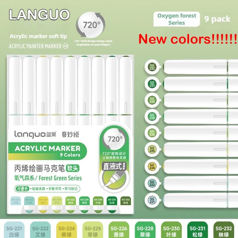 Languo 288/9 Direct Liquid Acrylic Paint Pens Brush Color Marker Pen