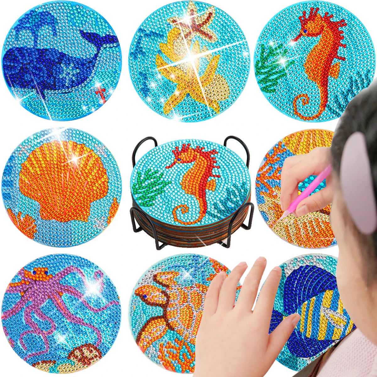 8pc/sets Mandala Diamond Painting Coasters