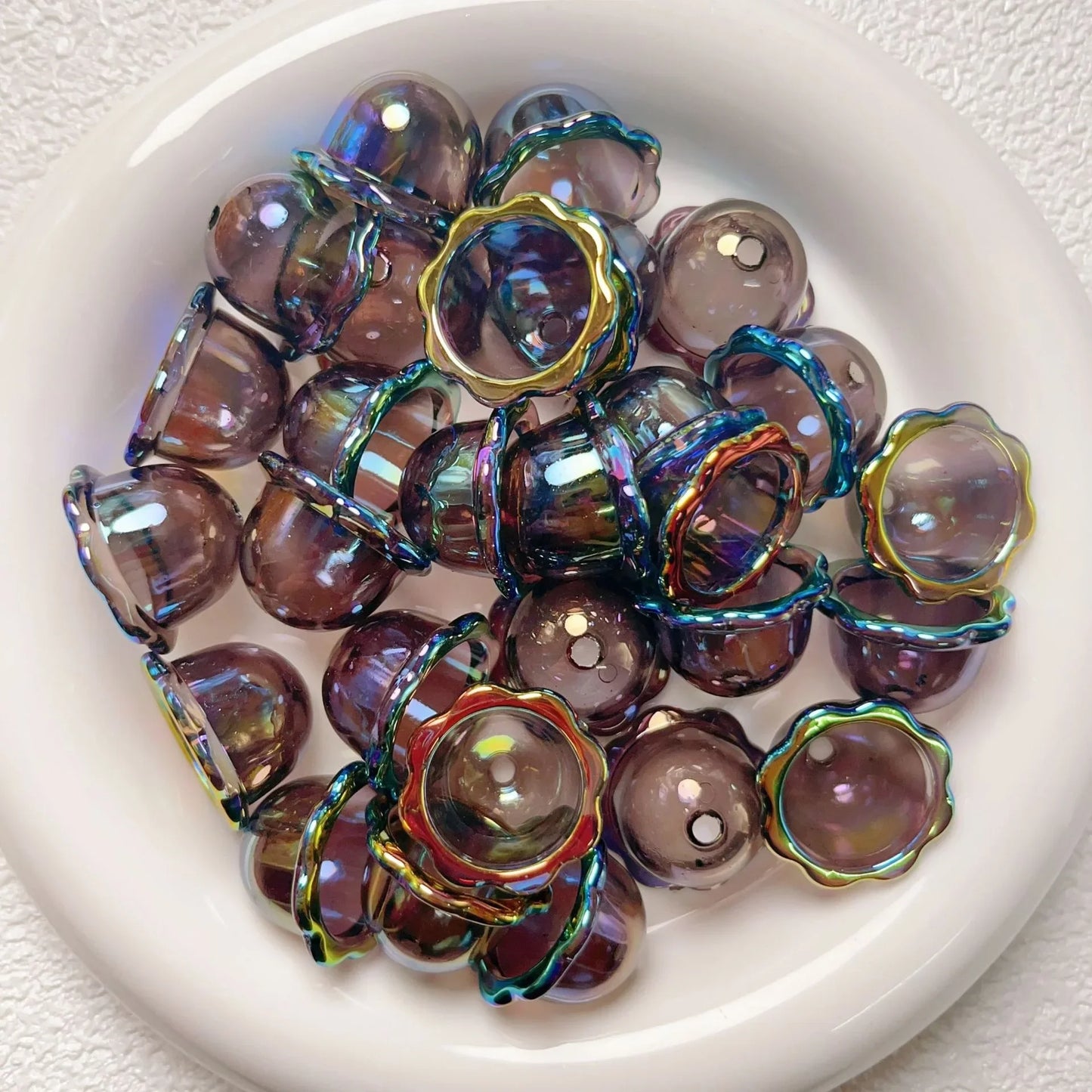 10Pcs/Lot Transparent UV Plated Acrylic Wind Bell Beads Charms