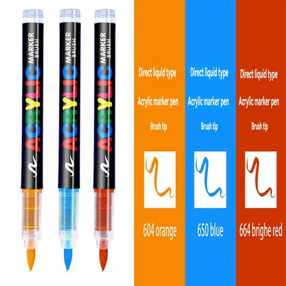 3Pcs Acrylic White Marker Brush Pens