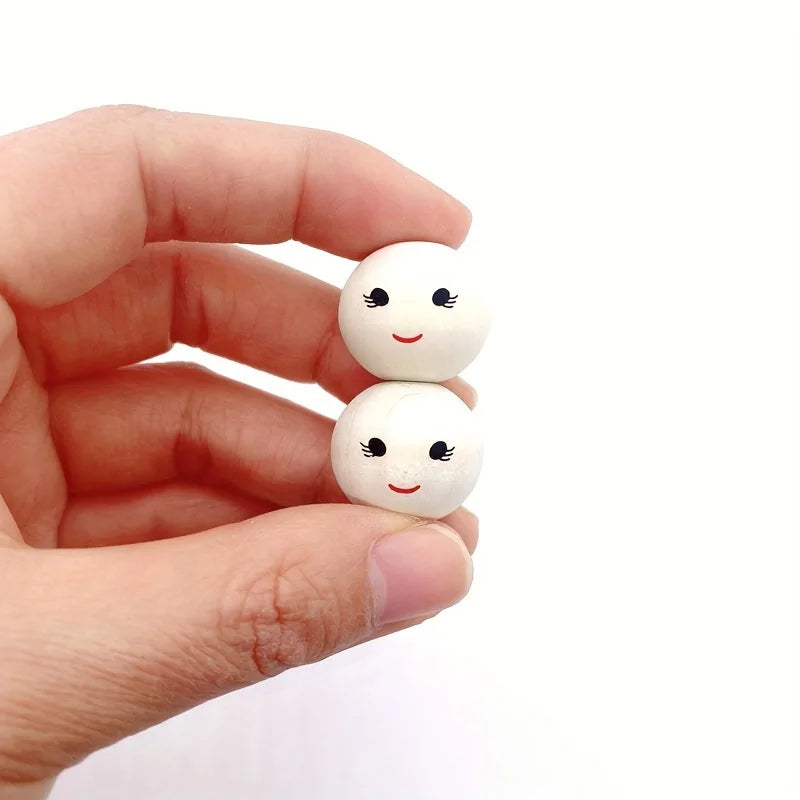 30pcs 20mm Round Wooden Beads Smiling face