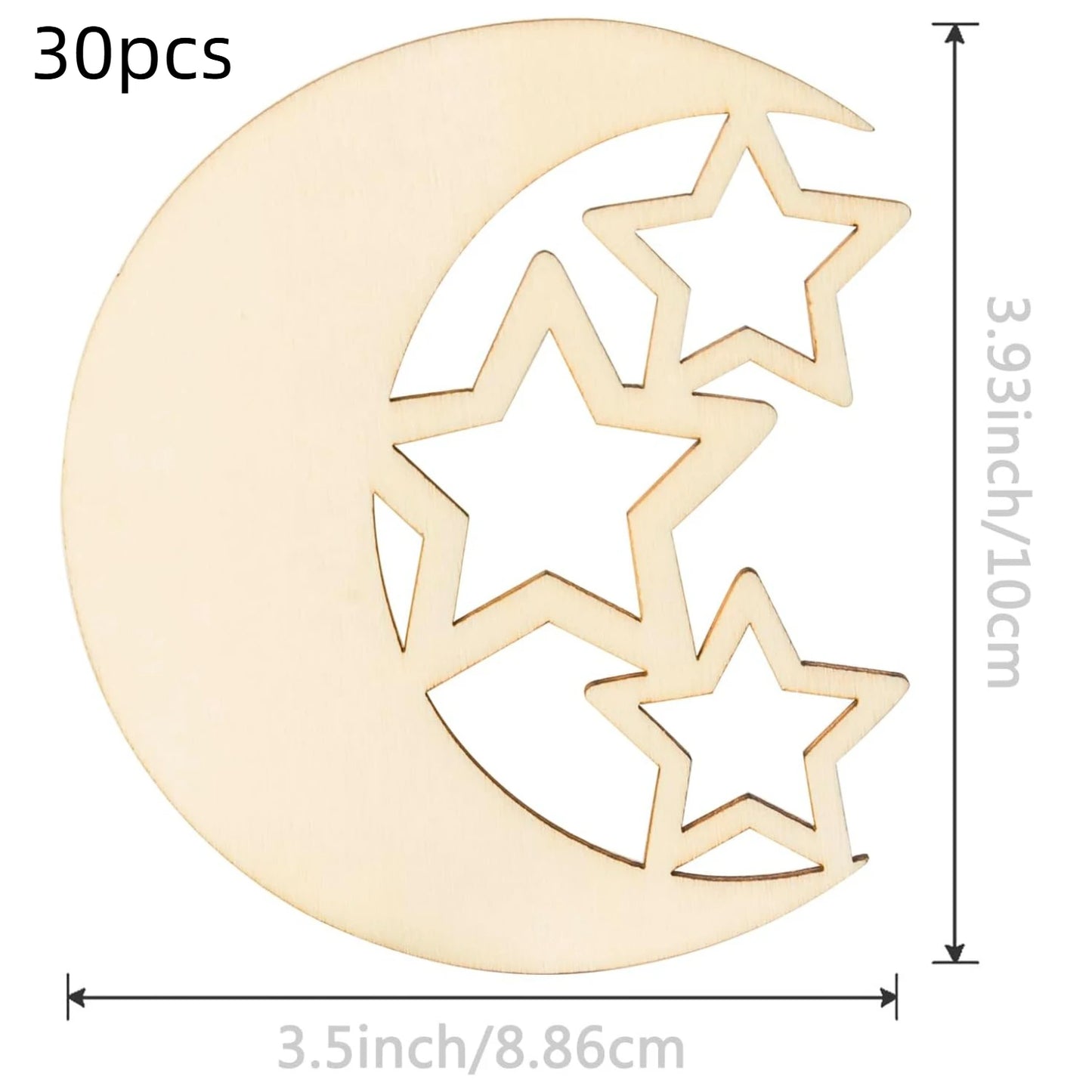 20/30pcs Hollow Wooden Moon Star