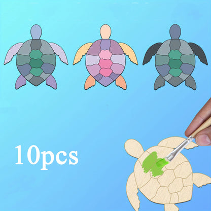 10pcs/set Handmade Wooden Turtle Sculpture