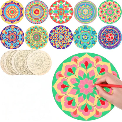 Wooden Mandala Painting10 Unfinished Wood Cutouts