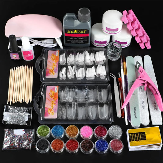 Professional Acrylic Nail Kit for Beginners with Everything 3 color Acrylic Powder Set