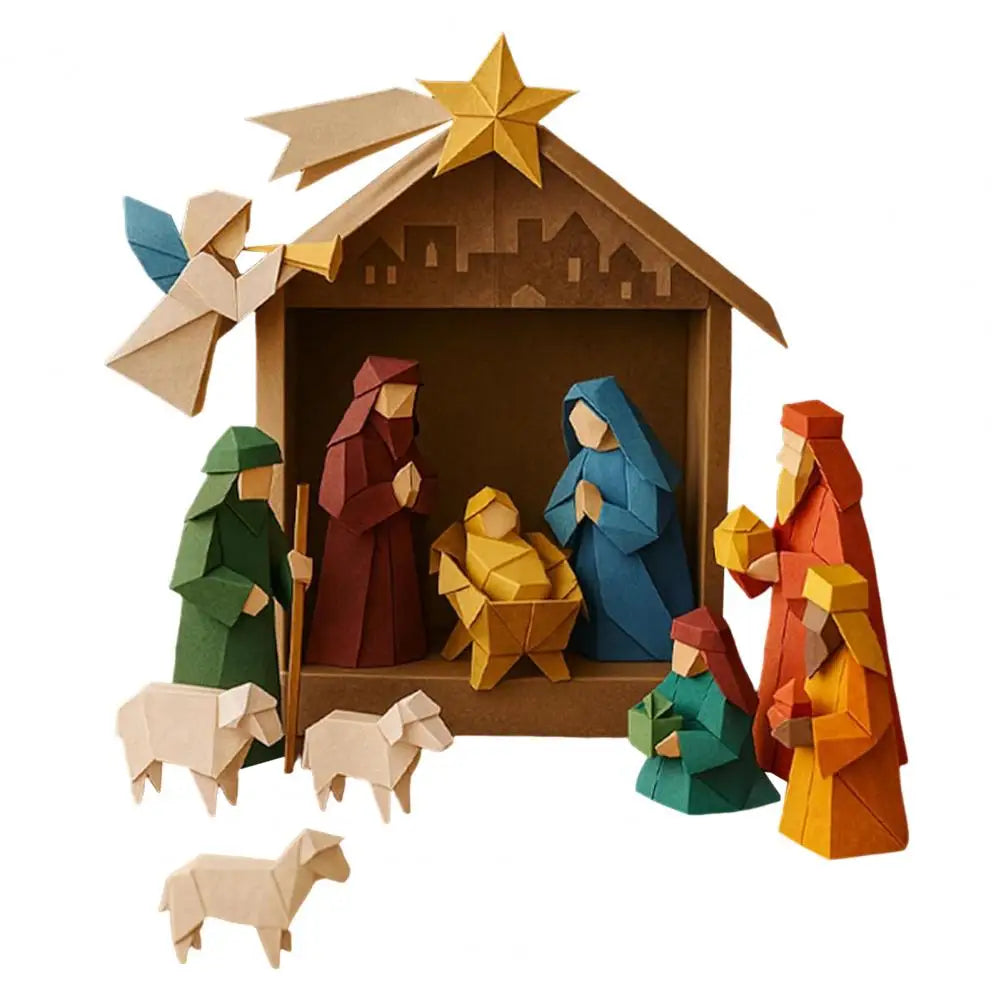Paper Nativity Scene, Christmas Origami Paper 3D  for Kids Adult